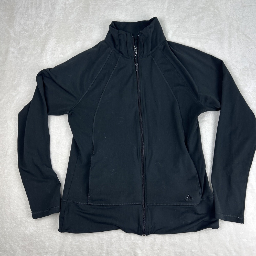 Adidas Women's Full Zip Jacket Black Size Large Athletic Running